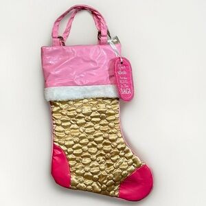 DYNO HANDBAG CHRISTMAS STOCKING 18" LOOKS LIKE A HANDBAG VERY CUTE PINK & GOLD